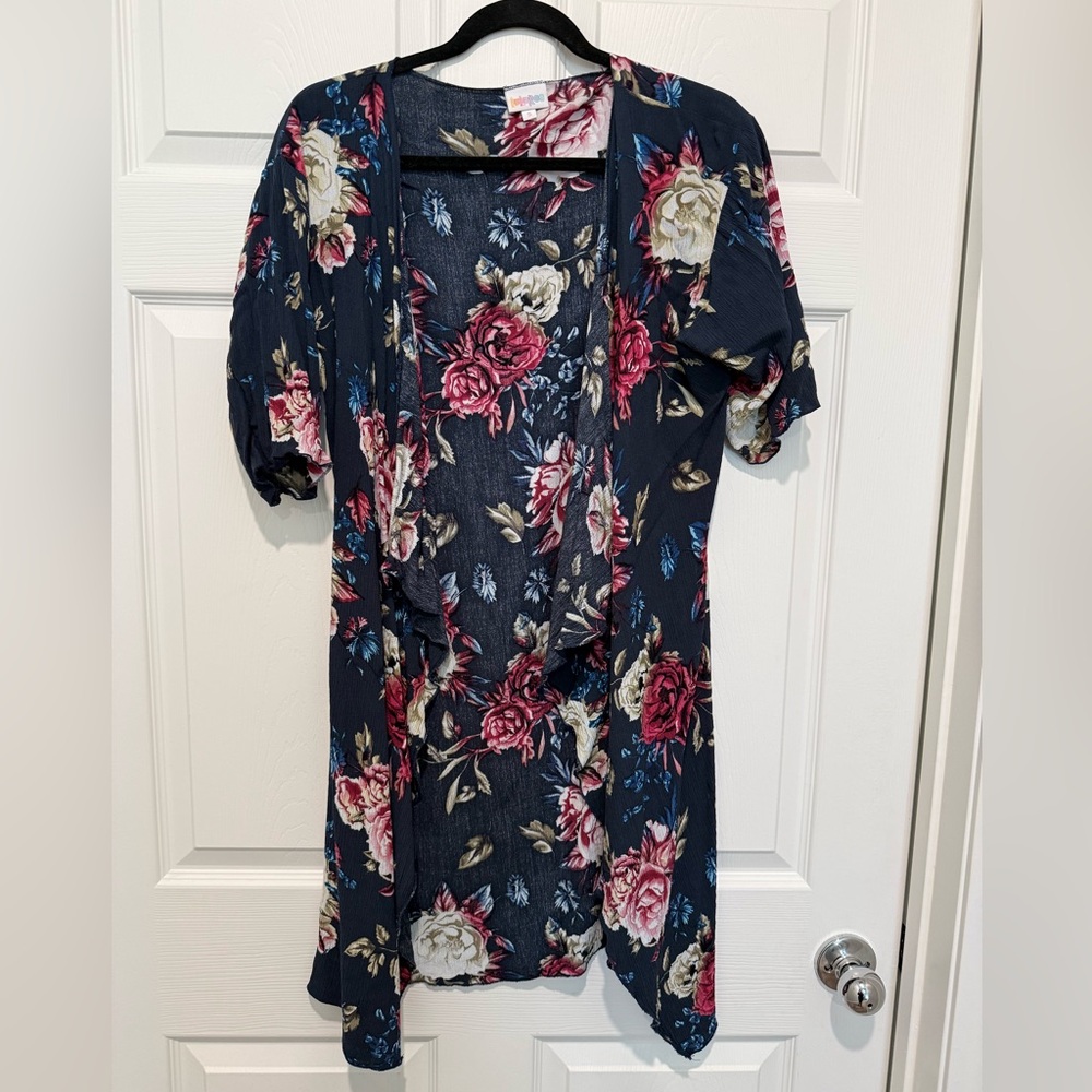 LuLaRoe Navy Floral Shirley Kimono